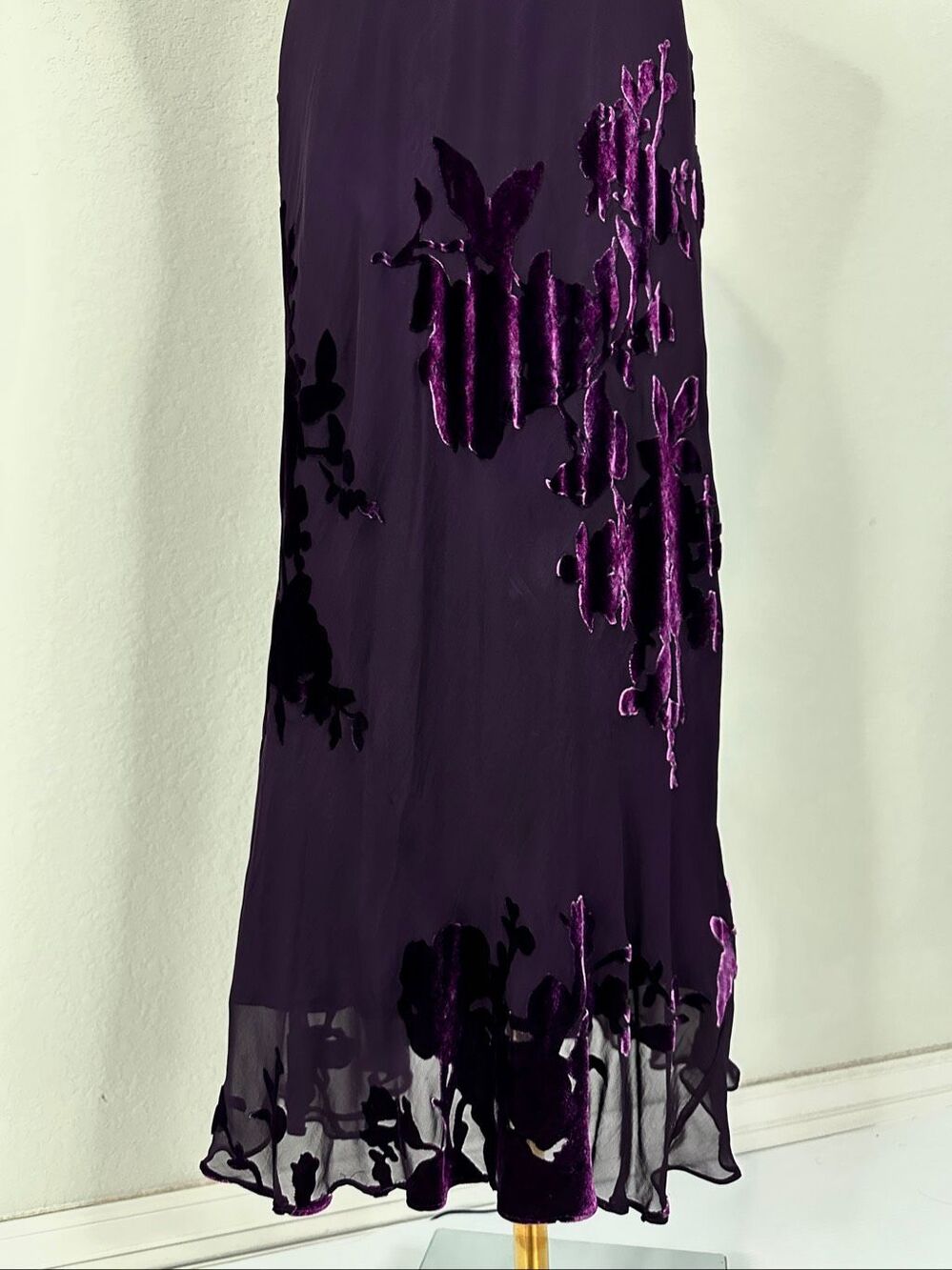 Vintage Jones New York Purple Silk Burnout Velvet Maxi Dress 10 Whimsigoth 90s - Picture 10 of 12
